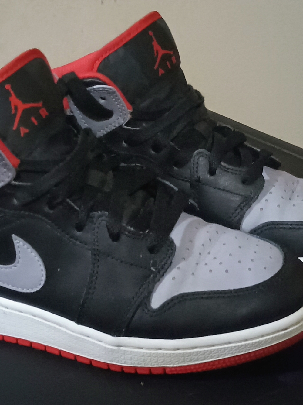 Air Jordan Retro High Top Sneakers - Black, Gray & Red